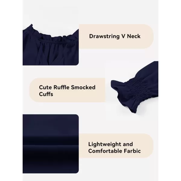 Girls Cute Long Sleeve Chiffon Blouses 2024 Casual V Neck Smocked Cuffs Shirts Tops 7-15 Years