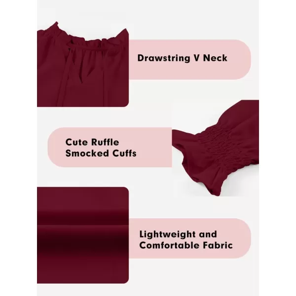 Girls Cute Long Sleeve Chiffon Blouses 2024 Casual V Neck Smocked Cuffs Shirts Tops 7-15 Years