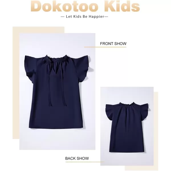 Girls Cute Ruffle Short Sleeve T Shirts Casual V Neck Chiffon Blouse Tops 6-15 Years