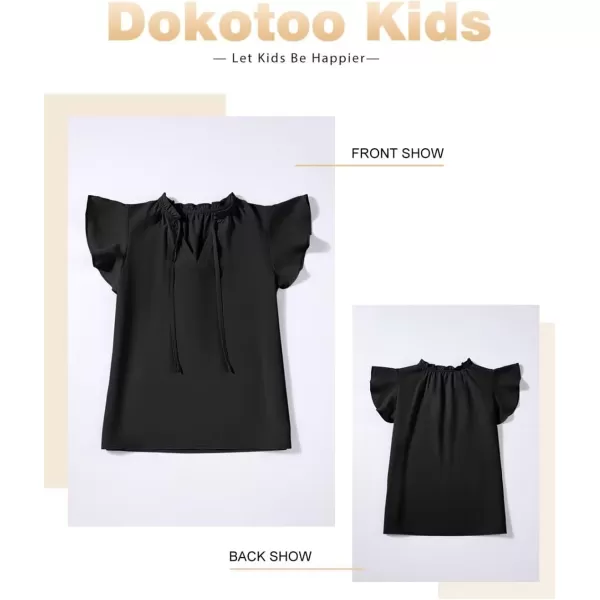 Girls Cute Ruffle Short Sleeve T Shirts Casual V Neck Chiffon Blouse Tops 6-15 Years