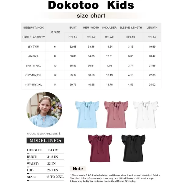 Girls Cute Ruffle Short Sleeve T Shirts Casual V Neck Chiffon Blouse Tops 6-15 Years