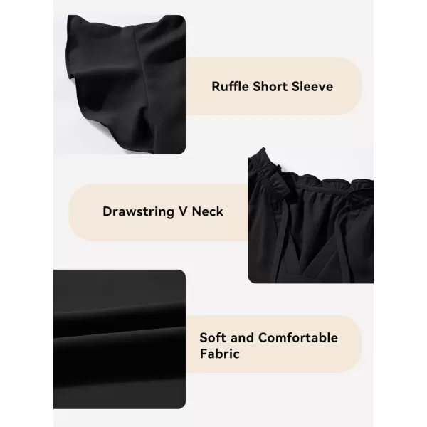 Girls Cute Ruffle Short Sleeve T Shirts Casual V Neck Chiffon Blouse Tops 6-15 Years