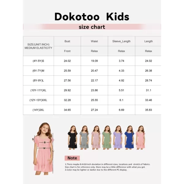 Girls Elegant Ruffle Short Sleeve Back Tie Dresses 6-13 Years Old