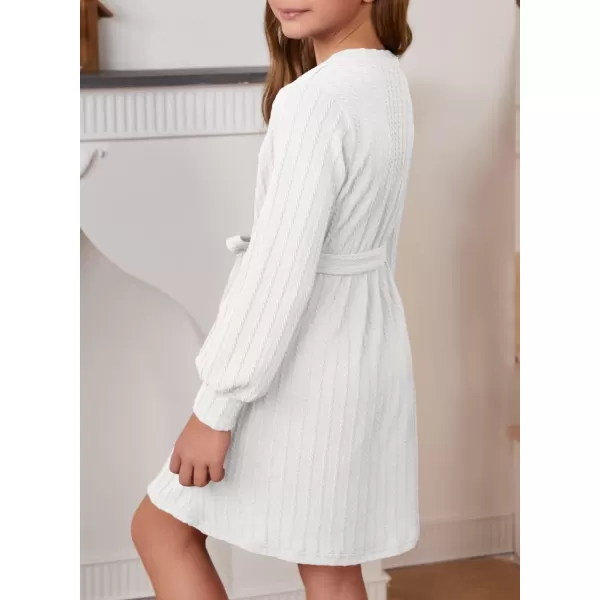 Girls Fall Long Sleeve Textured Dress Casual Crewneck Belted A Line Dresses 7-15 Years