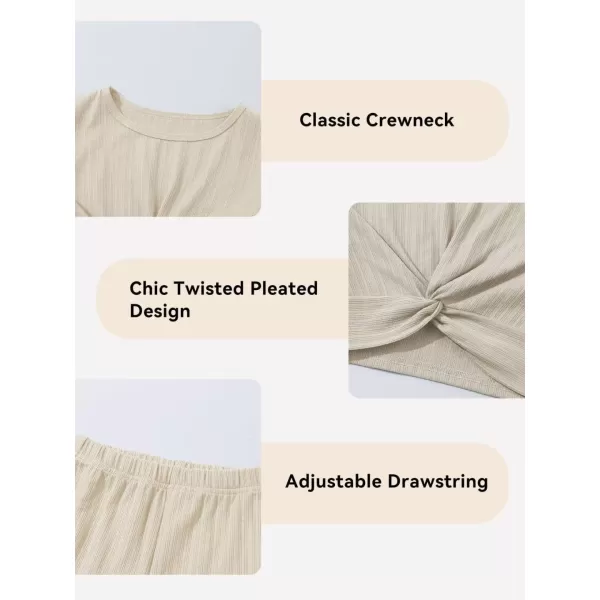 Girls' Fashion 2 Piece Outfits Fall Long Sleeve Twist Crop Tops and Flare Bell Bottom Pants Set