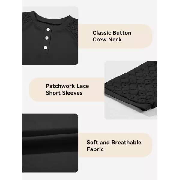Girls Fashion Lace Short Sleeve Shirts Casual Button Crewneck Blouses Tops 6-15 Years