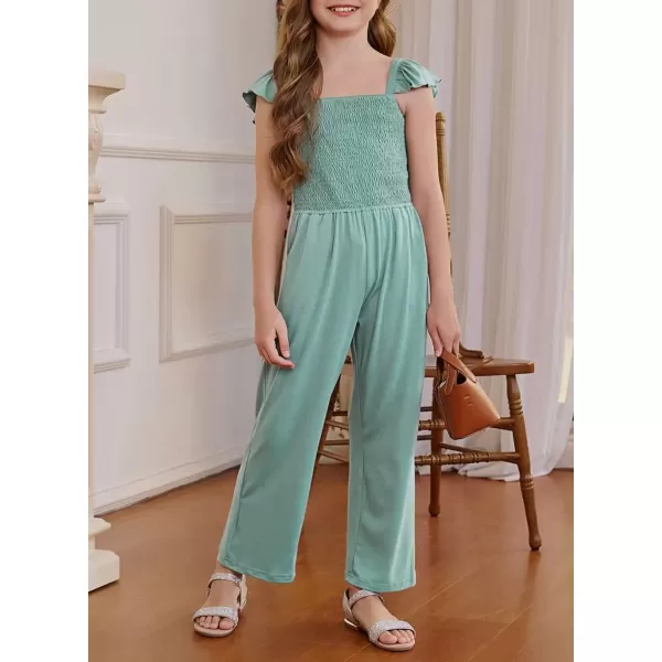 Girls Romper Summer Ruffle Sleeveless Wide Leg Jumpsuit 6-15 Years