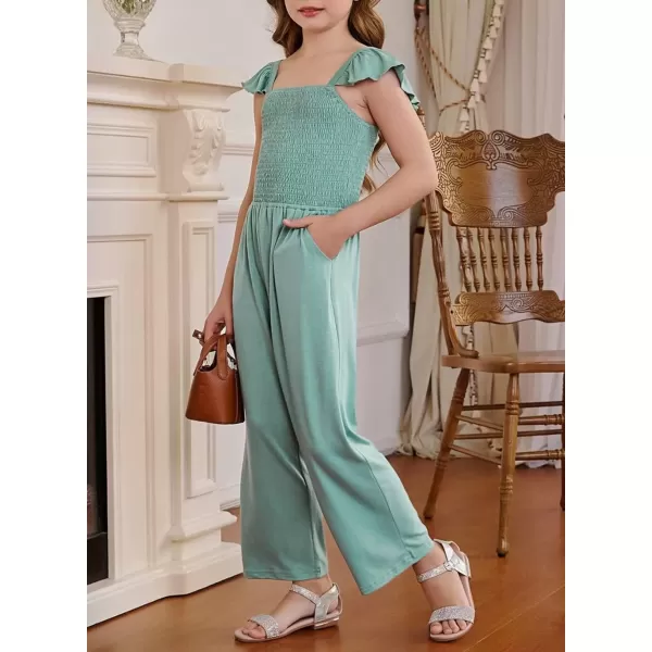 Girls Romper Summer Ruffle Sleeveless Wide Leg Jumpsuit 6-15 Years