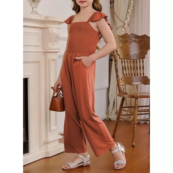 Girls Romper Summer Ruffle Sleeveless Wide Leg Jumpsuit 6-15 Years