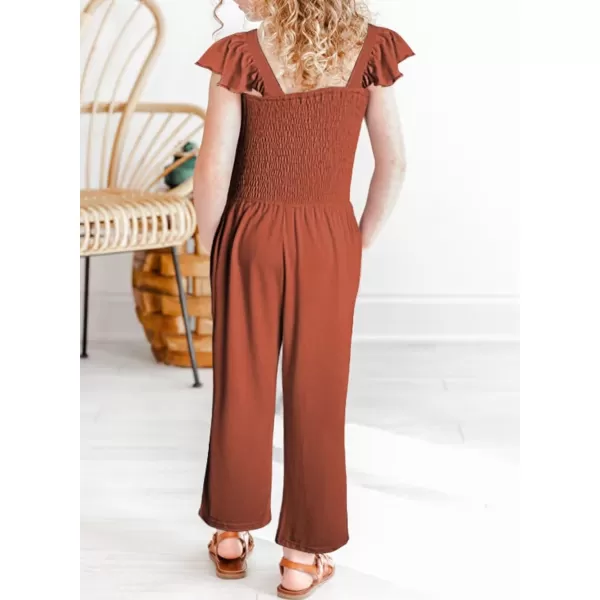 Girls Romper Summer Ruffle Sleeveless Wide Leg Jumpsuit 6-15 Years