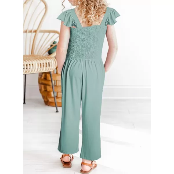 Girls Romper Summer Ruffle Sleeveless Wide Leg Jumpsuit 6-15 Years