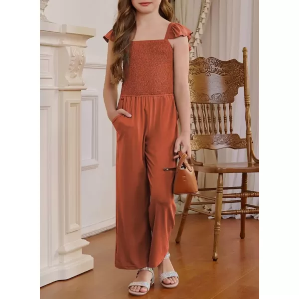 Girls Romper Summer Ruffle Sleeveless Wide Leg Jumpsuit 6-15 Years