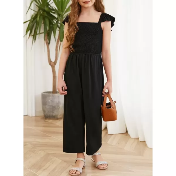 Girls Romper Summer Ruffle Sleeveless Wide Leg Jumpsuit 6-15 Years