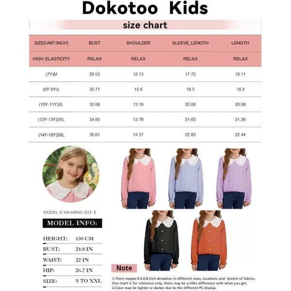 Girls Ruffle Long Sleeve Chiffon Blouses Cute Peter Pan Collar Shirts Tops 7-15 Years