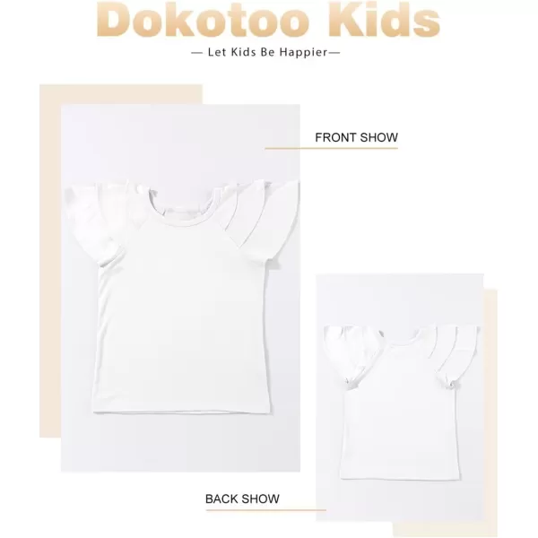 Girls Ruffle Sleeve Shirts Summer Cute Crewneck Blouse Tops 6-15 Years