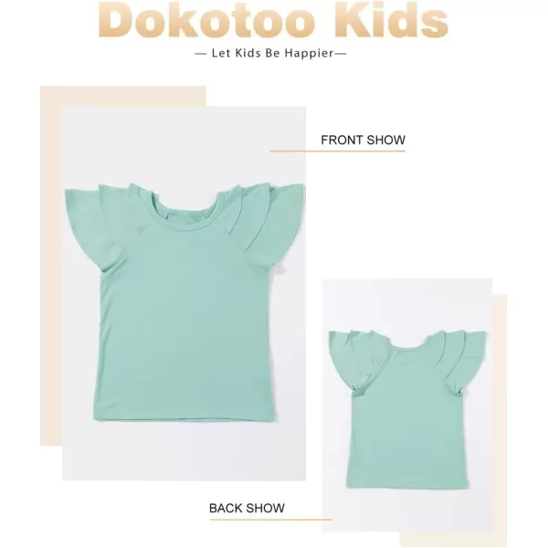 Girls Ruffle Sleeve Shirts Summer Cute Crewneck Blouse Tops 6-15 Years
