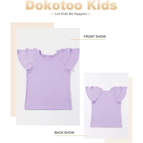 Girls Ruffle Sleeve Shirts Summer Cute Crewneck Blouse Tops 6-15 Years