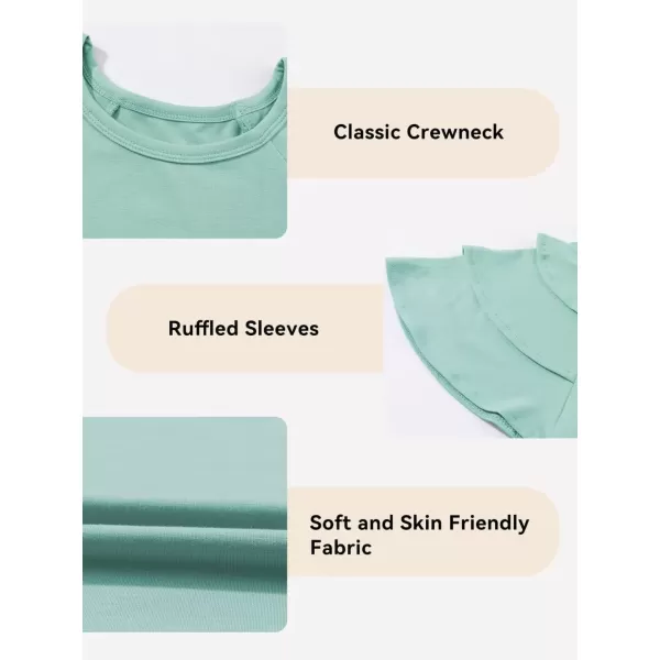 Girls Ruffle Sleeve Shirts Summer Cute Crewneck Blouse Tops 6-15 Years