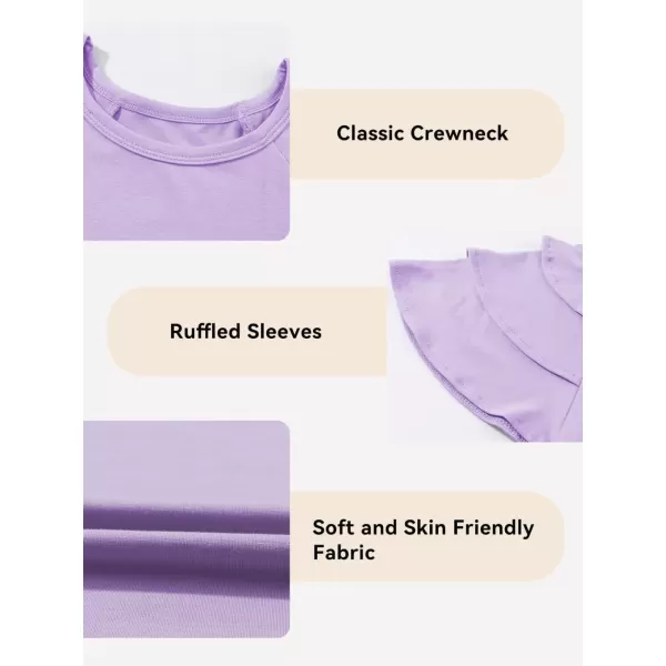 Girls Ruffle Sleeve Shirts Summer Cute Crewneck Blouse Tops 6-15 Years