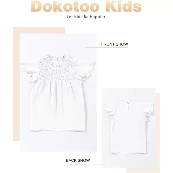 Girls Shirts Pleated Crewneck Ruffled Short Sleeve Tops Cute Swiss Dot Blouse