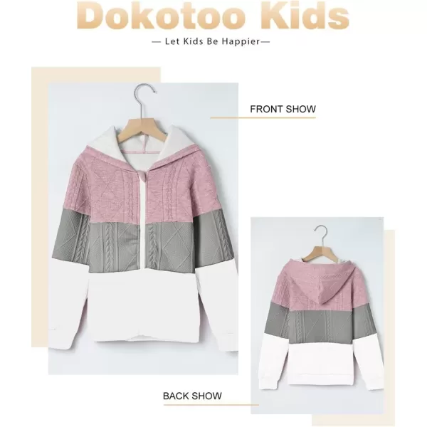 Girls Spring Tops Hoodie Fashion Color Block Zip Up Long Sleeve Hoodies Sweatshirts