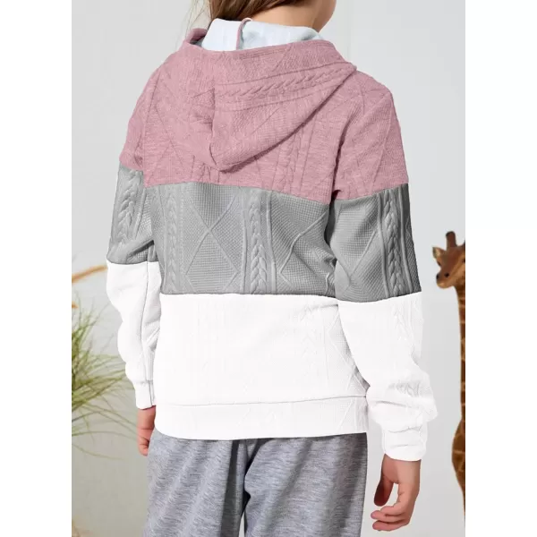 Girls Spring Tops Hoodie Fashion Color Block Zip Up Long Sleeve Hoodies Sweatshirts