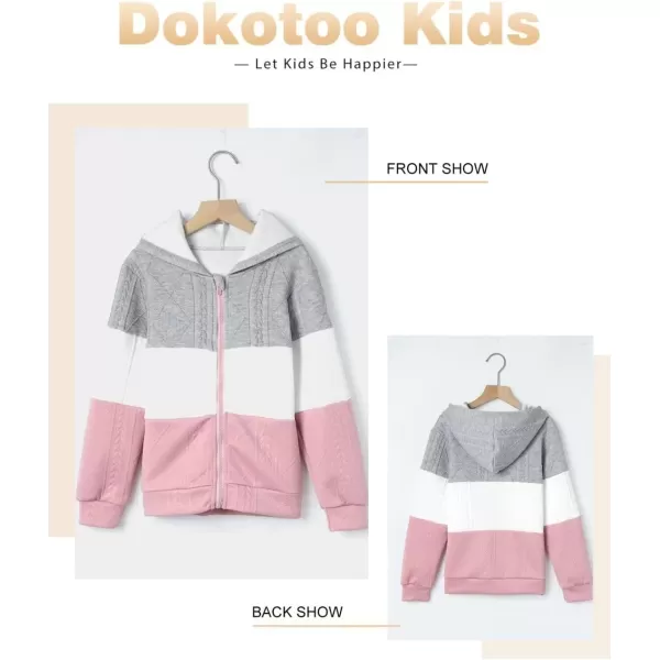 Girls Spring Tops Hoodie Fashion Color Block Zip Up Long Sleeve Hoodies Sweatshirts