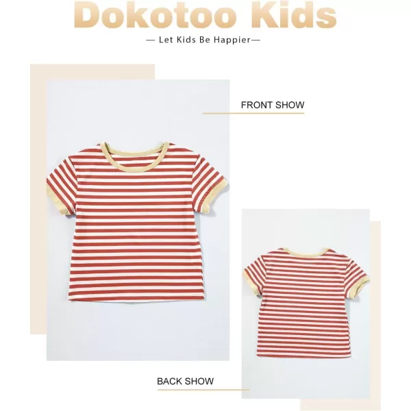 Girls Striped Color Block Short Sleeve T Shirts Casual Crewneck Summer Cute Tee Tops 4-13 Years