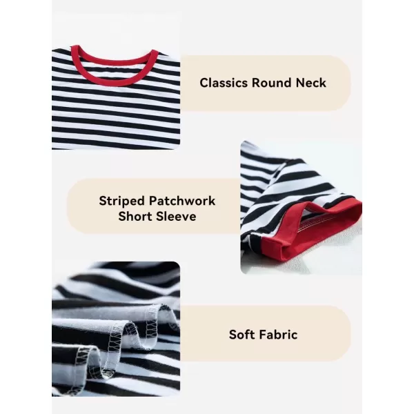 Girls Striped Color Block Short Sleeve T Shirts Casual Crewneck Summer Cute Tee Tops 4-13 Years