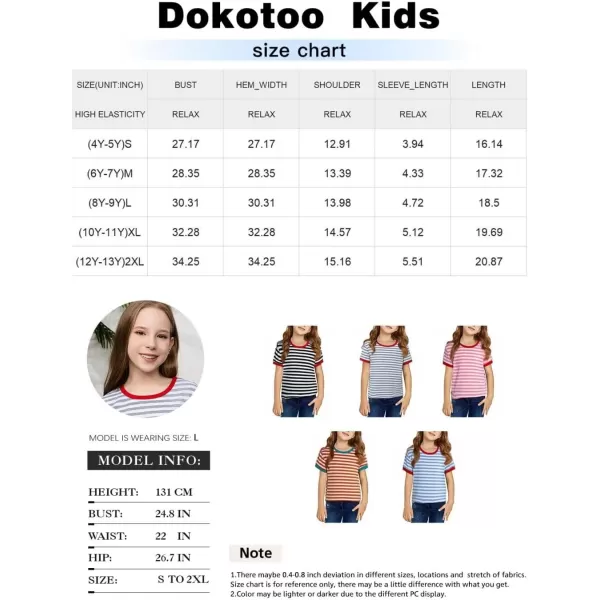 Girls Striped Color Block Short Sleeve T Shirts Casual Crewneck Summer Cute Tee Tops 4-13 Years
