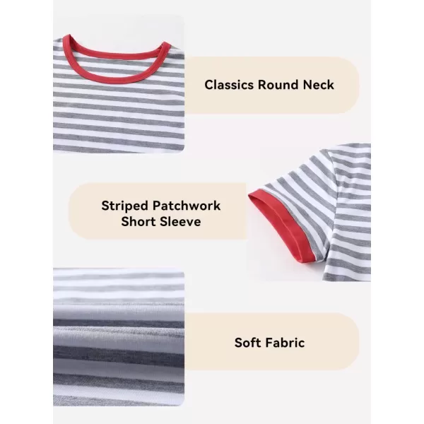 Girls Striped Color Block Short Sleeve T Shirts Casual Crewneck Summer Cute Tee Tops 4-13 Years