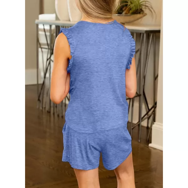 Girls Summer Outfits Cute T-Shirt and Shorts Set with Side Pockets