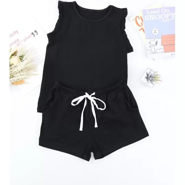 Girls Summer Outfits Cute T-Shirt and Shorts Set with Side Pockets