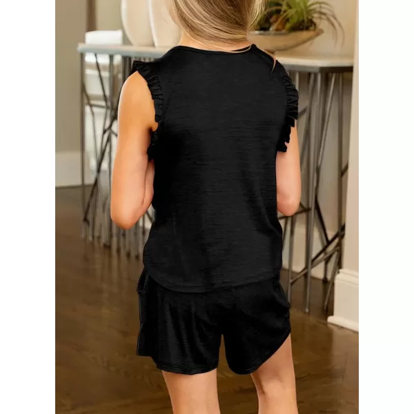 Girls Summer Outfits Cute T-Shirt and Shorts Set with Side Pockets