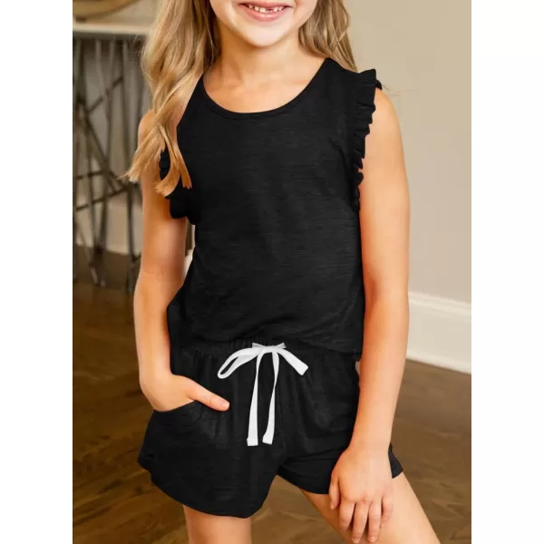 Girls Summer Outfits Cute T-Shirt and Shorts Set with Side Pockets