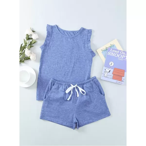Girls Summer Outfits Cute T-Shirt and Shorts Set with Side Pockets