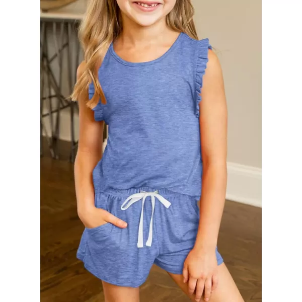 Girls Summer Outfits Cute T-Shirt and Shorts Set with Side Pockets