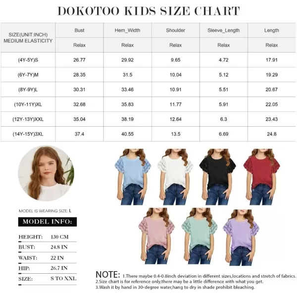 Girls Summer Shirts Crewneck Ruffled Short Sleeve Blouse Tops Size 6-15 Years