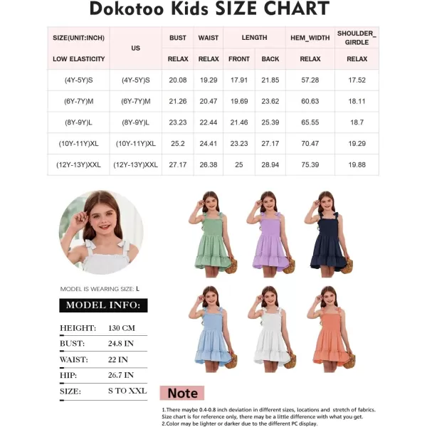 Girls Sundress Sleeveless Bowknot Strap Smocked Dress 4-13 Years