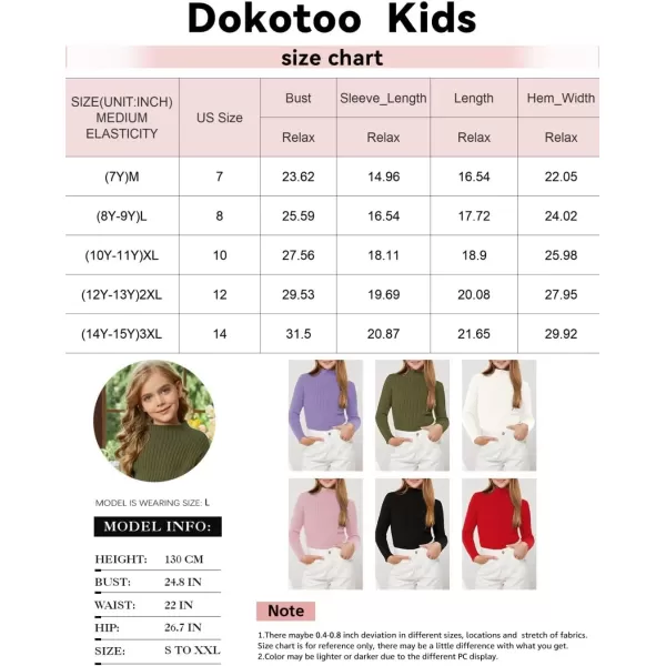 Girls Turtleneck Sweater Kids Casual Long Sleeve Knitted Slim Fit Pullover Tops 7-15 Years
