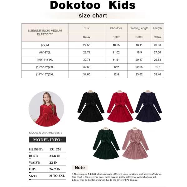 Girls Wrap V Neck Velvet Dress Long Sleeve Sequin Party Dresses with Belt