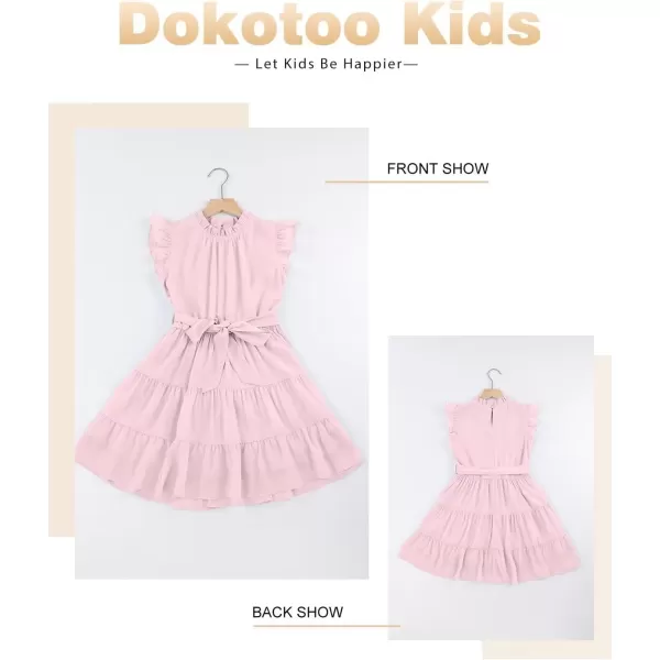 Tween Girls Dresses Elegant Sleeveless Ruffle Flowy Dress with Belt 6-13 Years