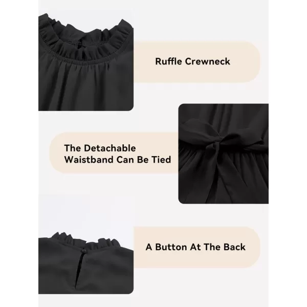 Tween Girls Dresses Elegant Sleeveless Ruffle Flowy Dress with Belt 6-13 Years