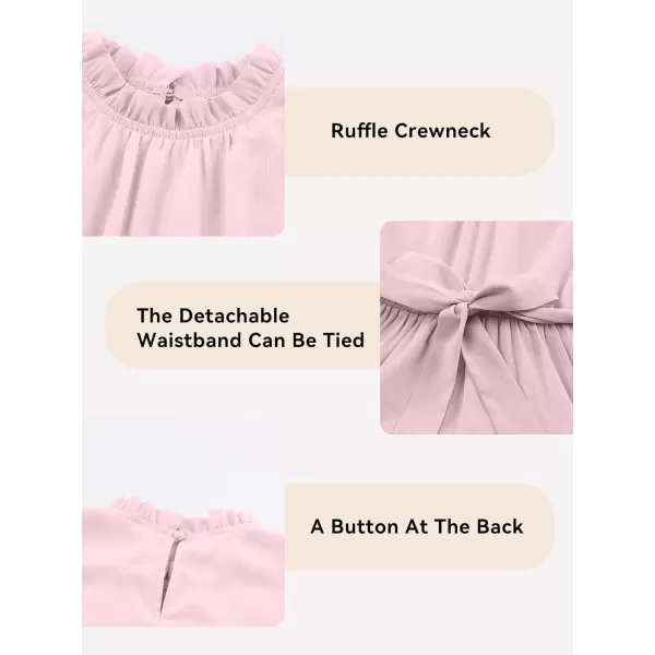 Tween Girls Dresses Elegant Sleeveless Ruffle Flowy Dress with Belt 6-13 Years
