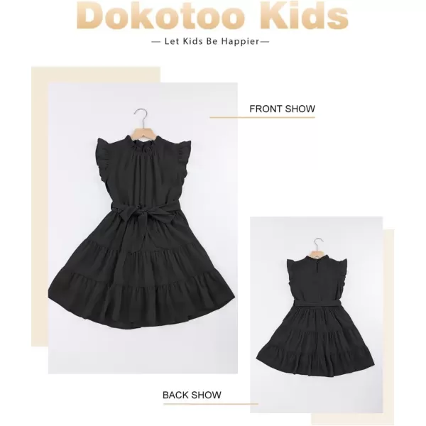 Tween Girls Dresses Elegant Sleeveless Ruffle Flowy Dress with Belt 6-13 Years