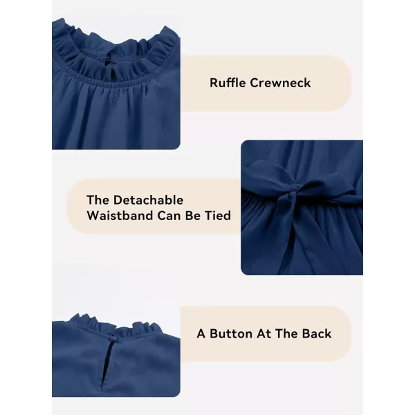 Tween Girls Dresses Elegant Sleeveless Ruffle Flowy Dress with Belt 6-13 Years