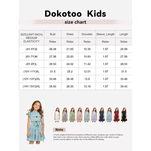 Tween Girls Dresses Elegant Sleeveless Ruffle Flowy Dress with Belt 6-13 Years