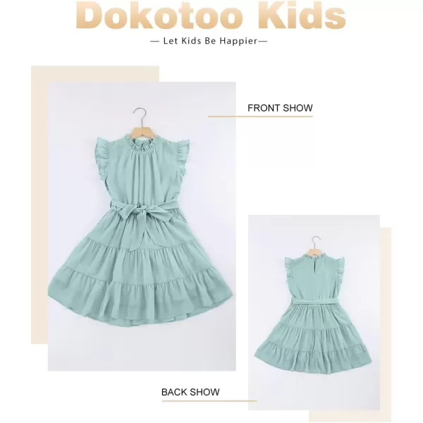 Tween Girls Dresses Elegant Sleeveless Ruffle Flowy Dress with Belt 6-13 Years