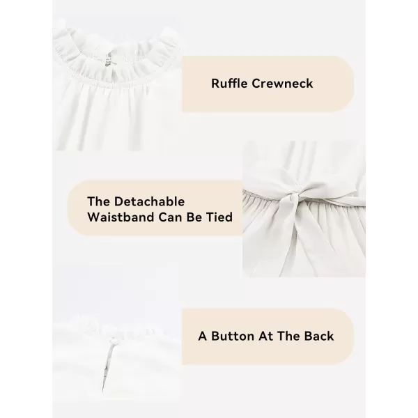 Tween Girls Dresses Elegant Sleeveless Ruffle Flowy Dress with Belt 6-13 Years