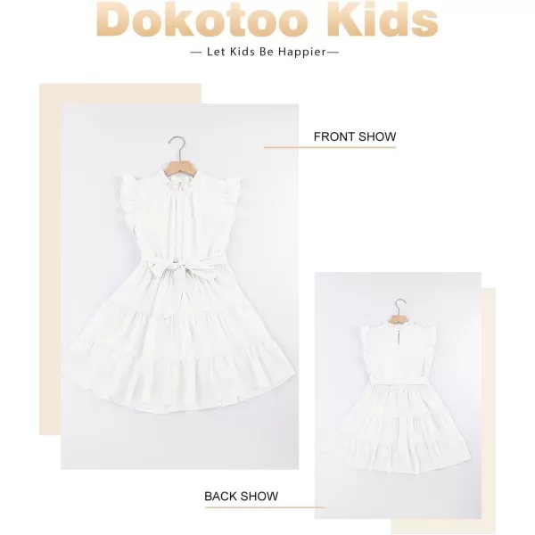 Tween Girls Dresses Elegant Sleeveless Ruffle Flowy Dress with Belt 6-13 Years